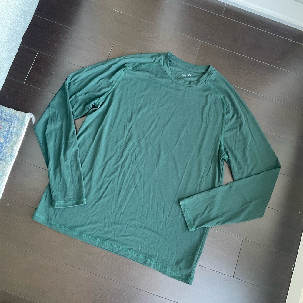 GAP Athletic Performance Forest Green Long Sleeve Tee DRI Fit Gym Shirt